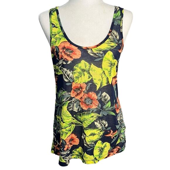 FRENCH CONNECTION Navy Orange & Yellow Floral Cotton Tank Top Women's Size Small - Picture 1 of 7